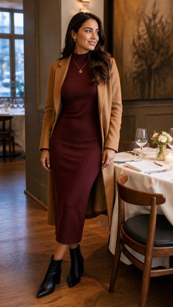 belted knit dress ensemble