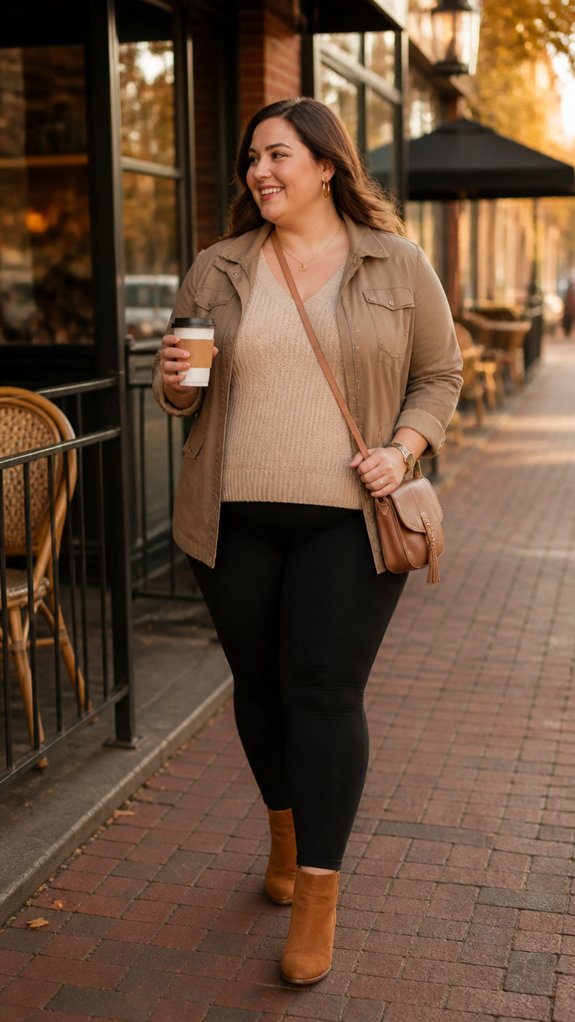 black leggings with cognac taupe