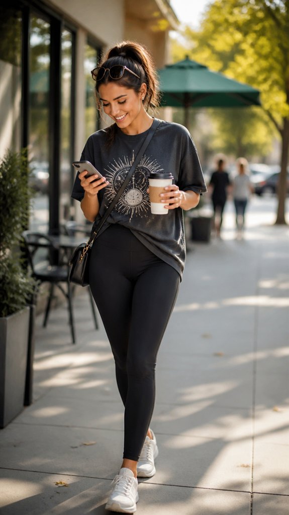 black leggings with graphic tee