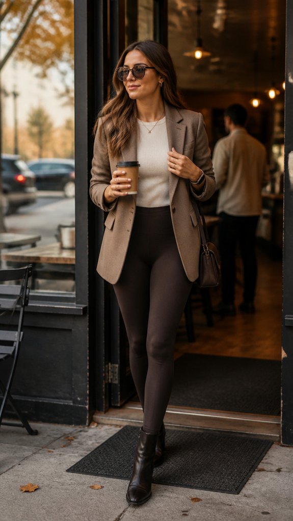 blazer cuffed leggings clutch
