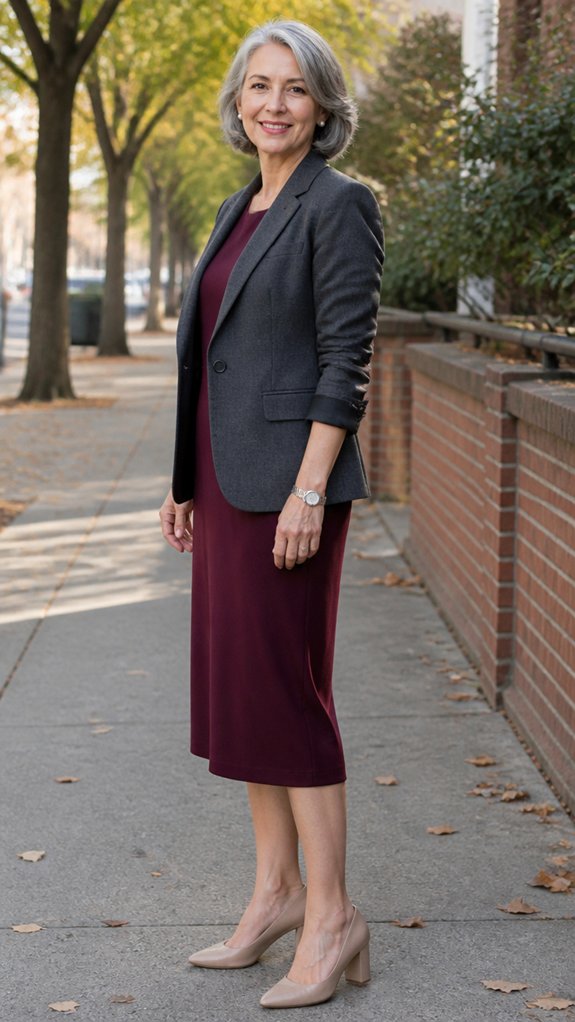blazer paired with column dress
