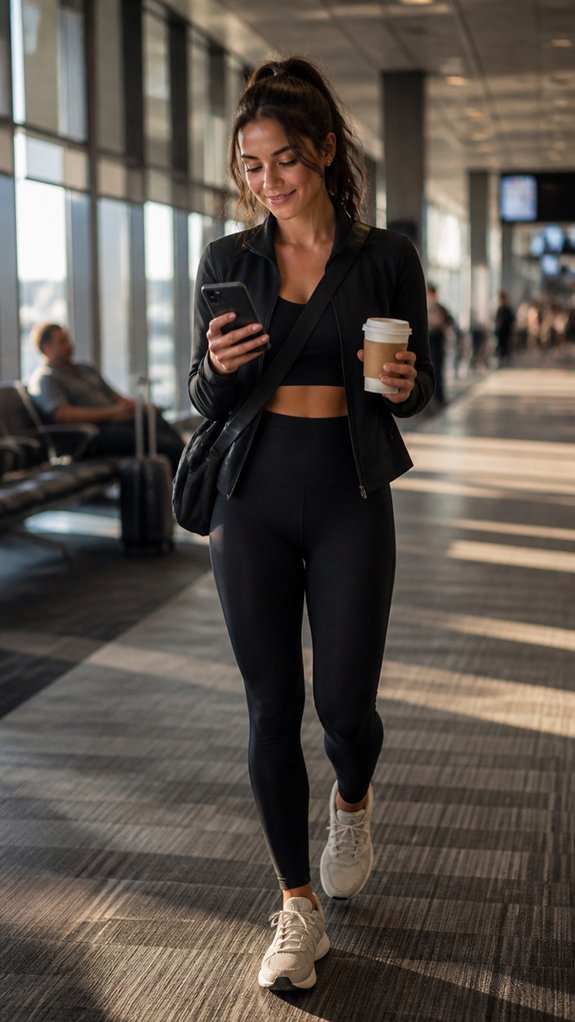 breathable black athleisure travel