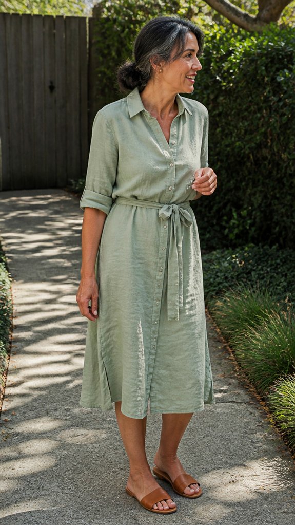 breathable linen shirt dress