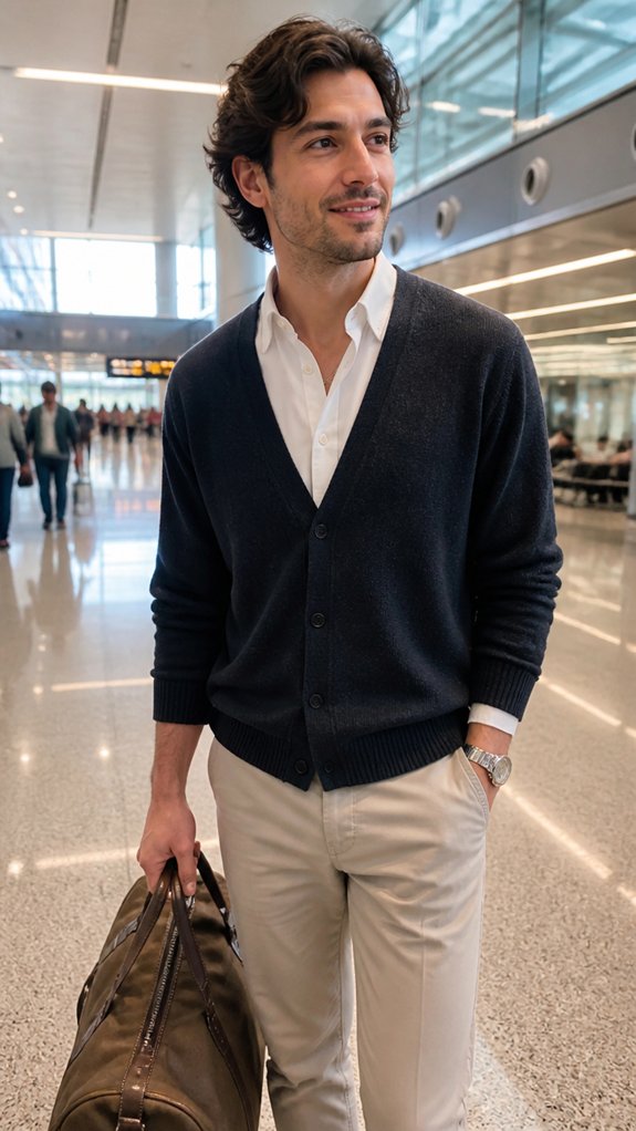 cardigan collared shirt ensemble
