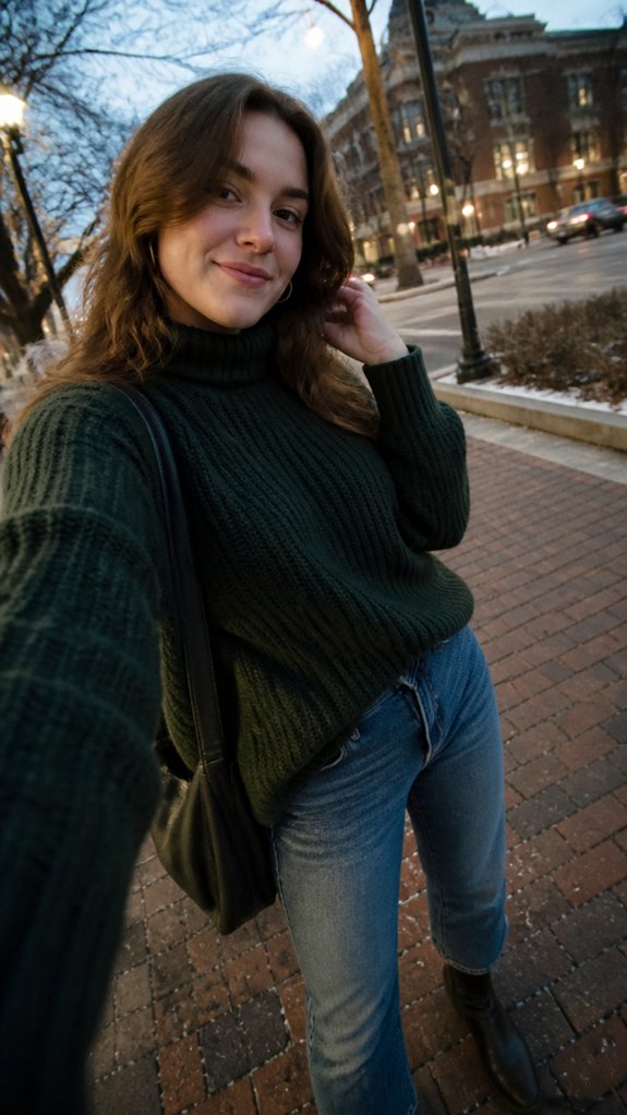 chunky knit jeans boots