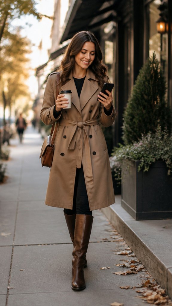 cinch waist belted trench ensemble