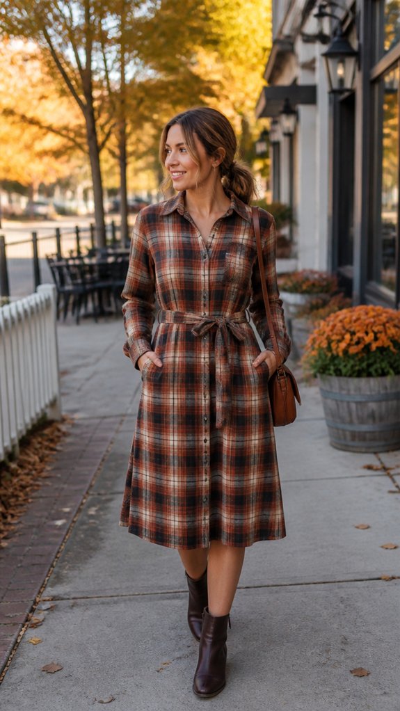 cinch waist flannel dinner look