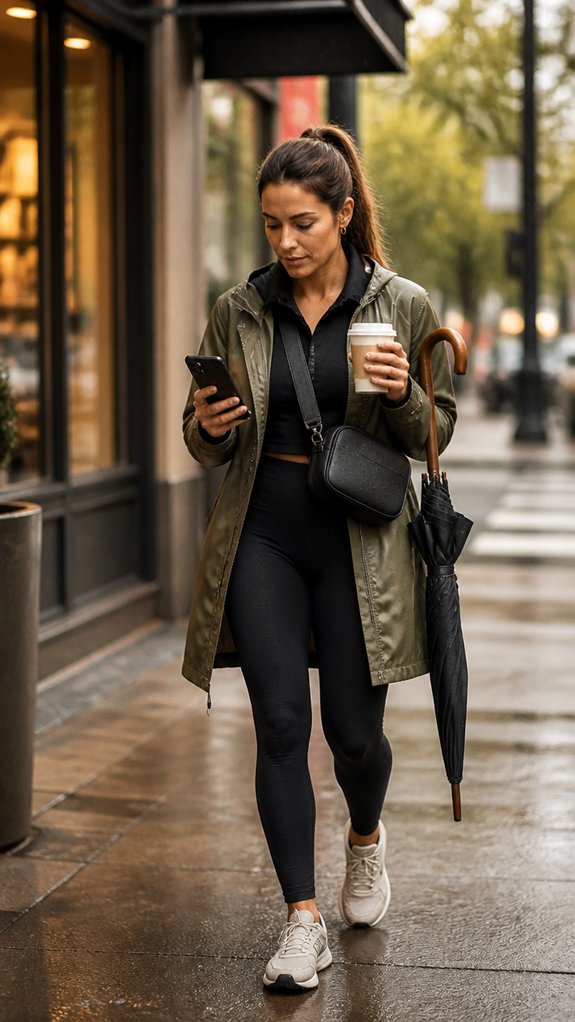 clear umbrella zipped leather crossbody