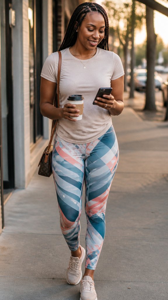 colorful leggings neutral tops