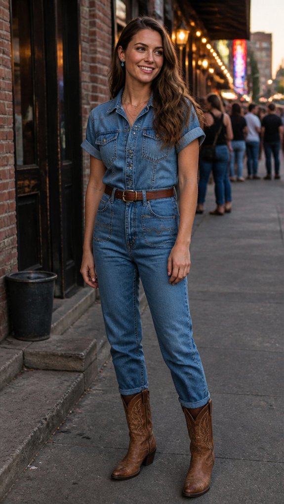 country chic jumpsuit with boots