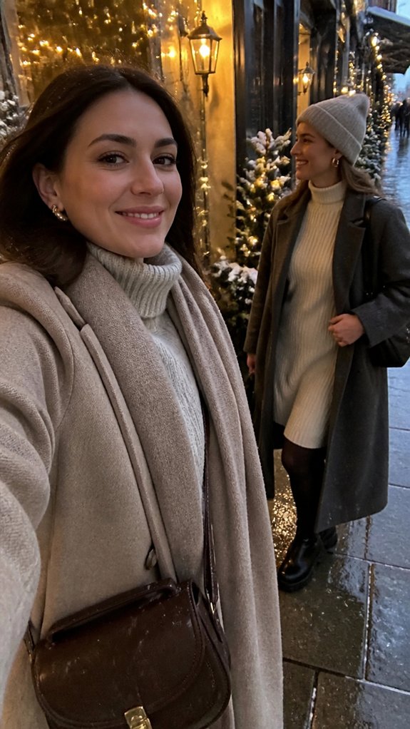 cozy coordinated knit and accessories