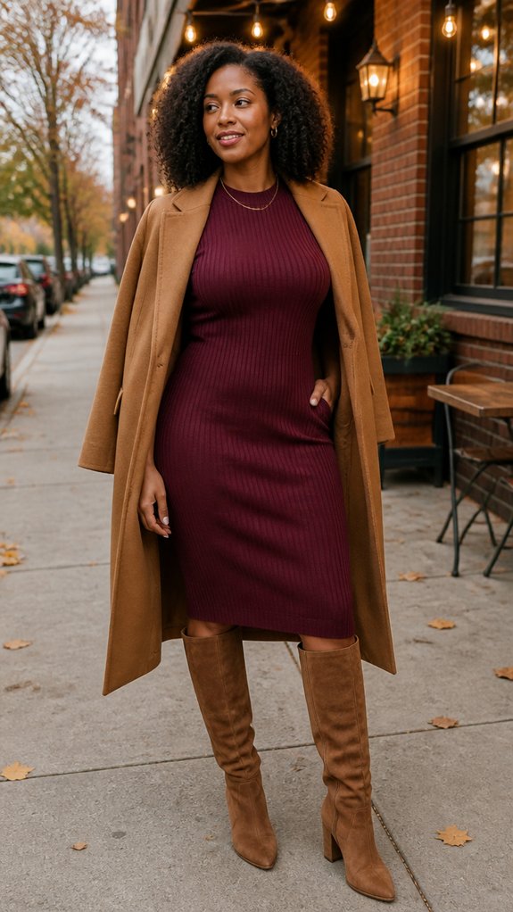 cozy fitted sweater dress