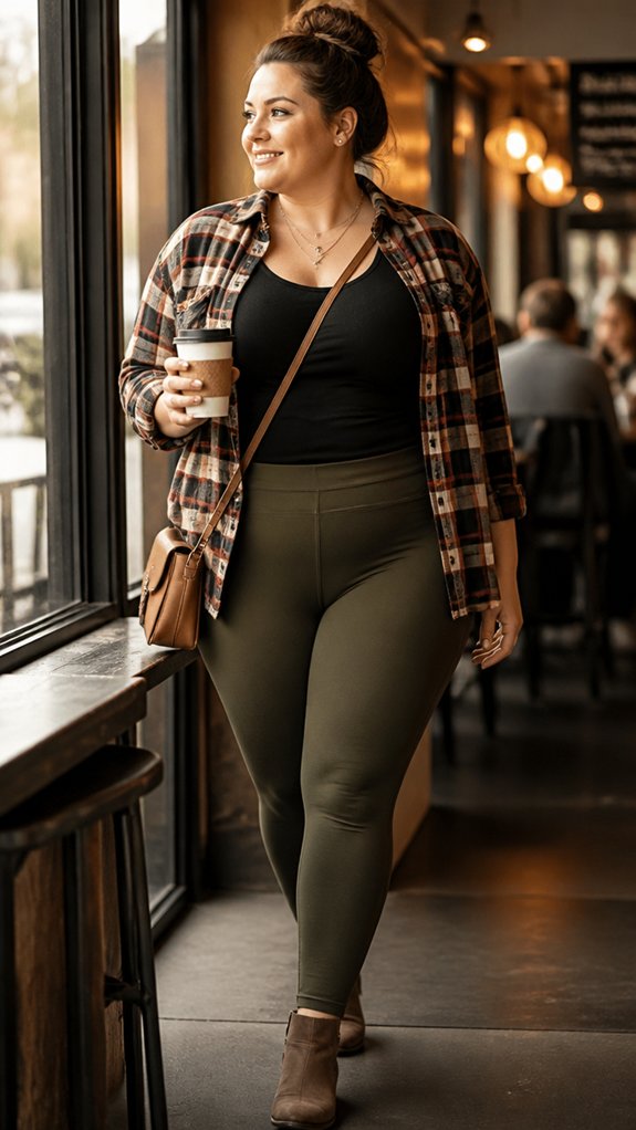 cozy flannel layered leggings