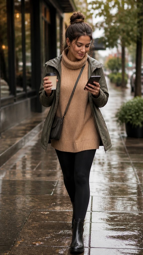 cozy layered waterproof casual look
