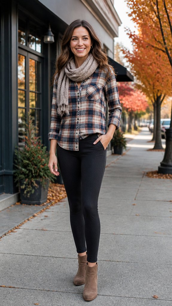 cozy plaid button down outfit