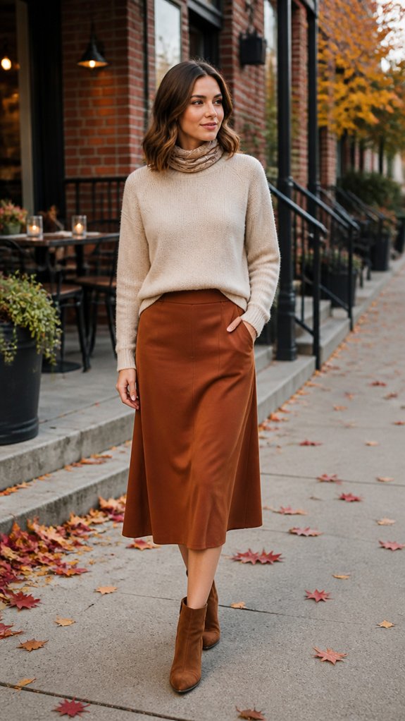 cozy sweater midi skirt