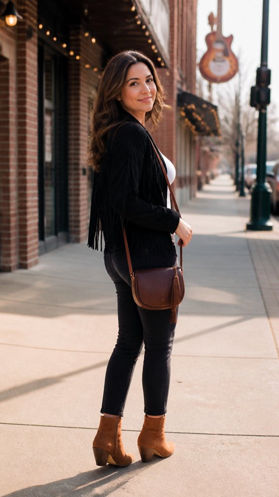 cropped fringe slim black denim