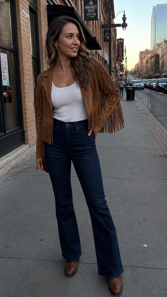 cropped suede jacket with fringe