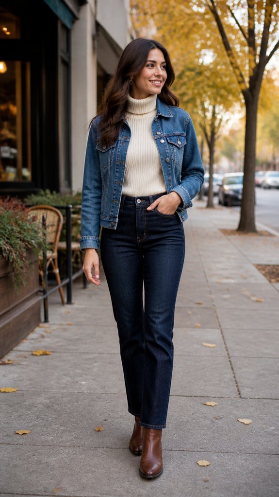 dark denim fitted turtleneck