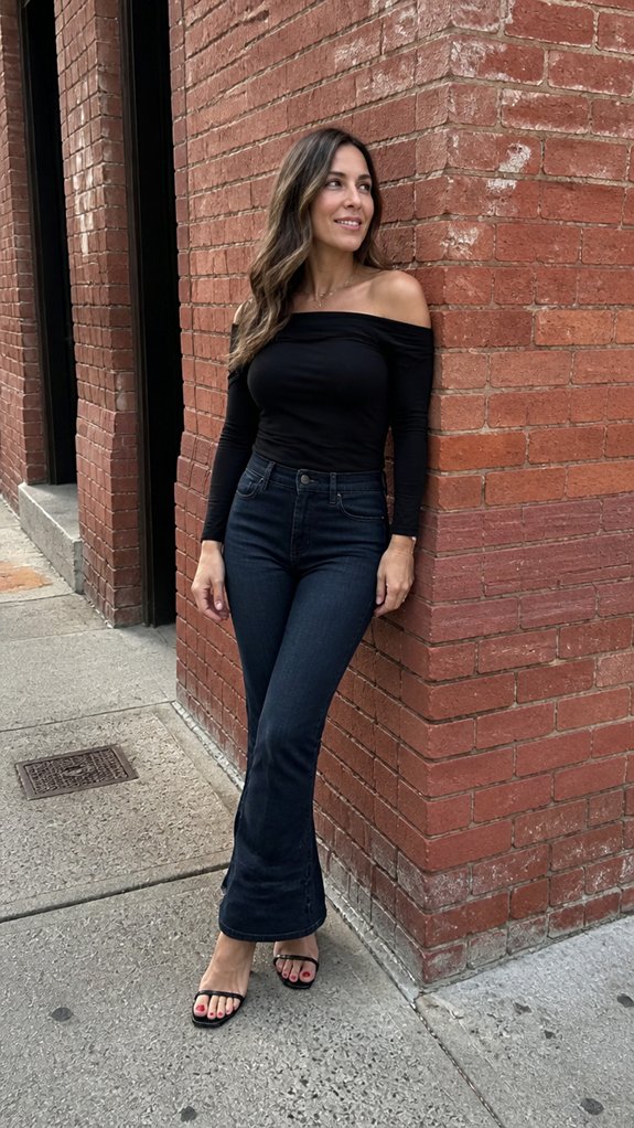 denim heels sparkly top