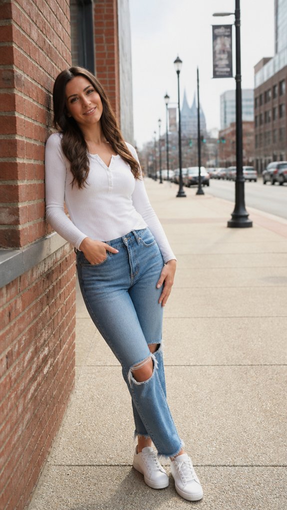denim sneakers casual chic