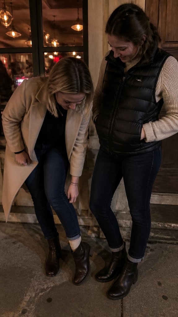 distressed denim with suede boots