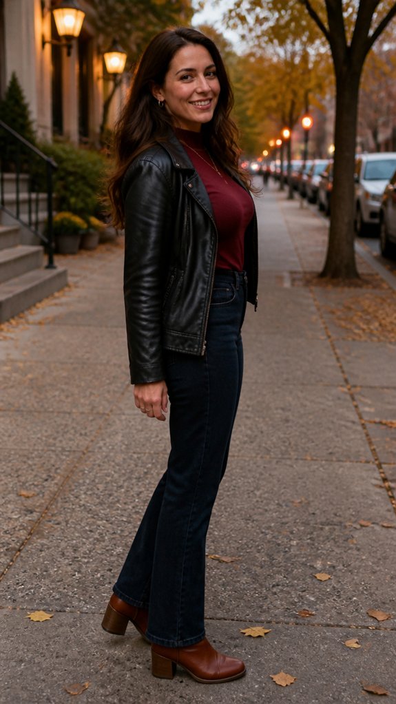 edgy leather jacket dinner