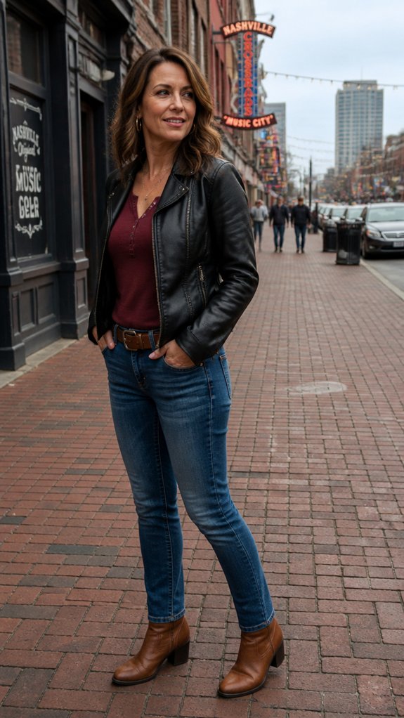 edgy polished leather jacket look