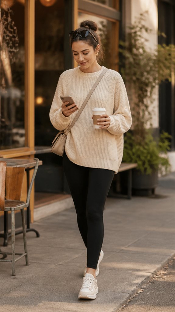 effortless layered black leggings outfits