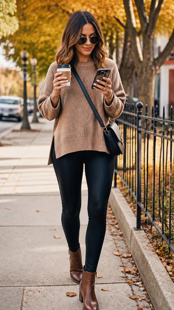 fall leggings paired with boots