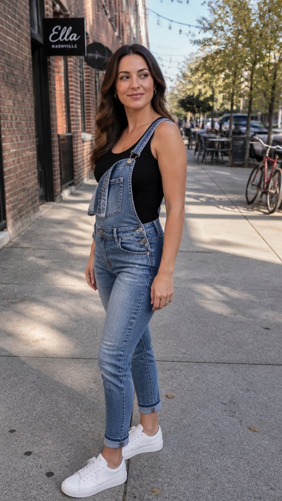 fitted bodysuit under overalls
