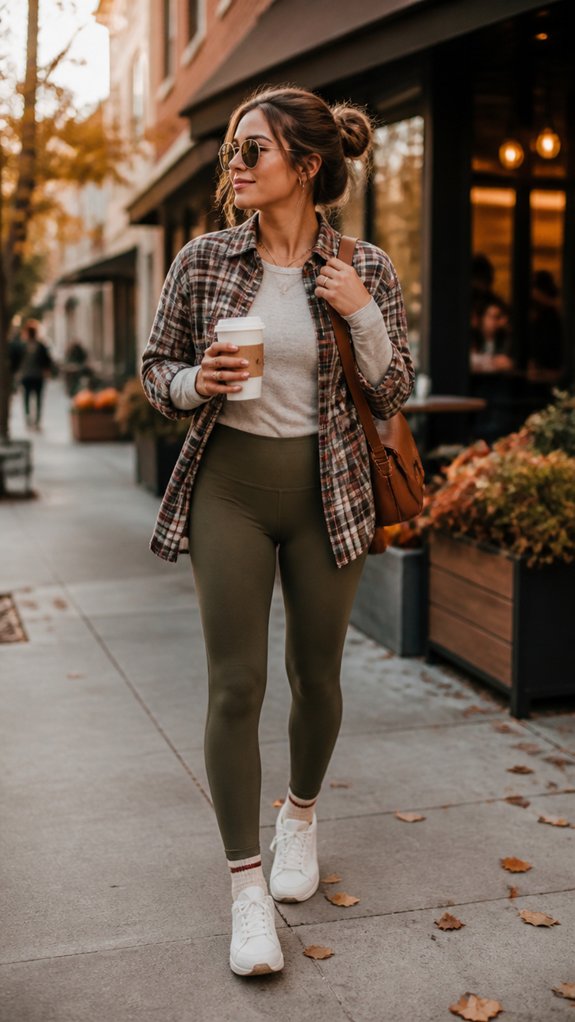 flannel layered cozy fall leggings