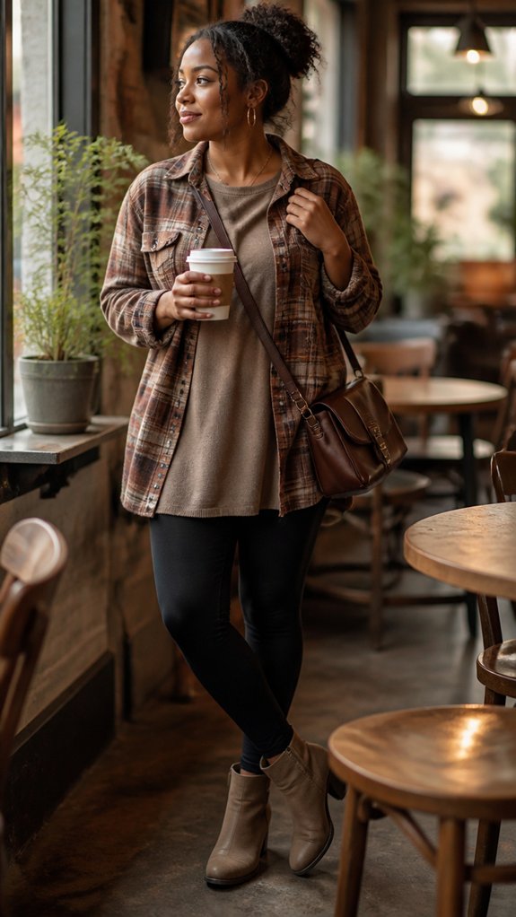 flannel tunic layered look