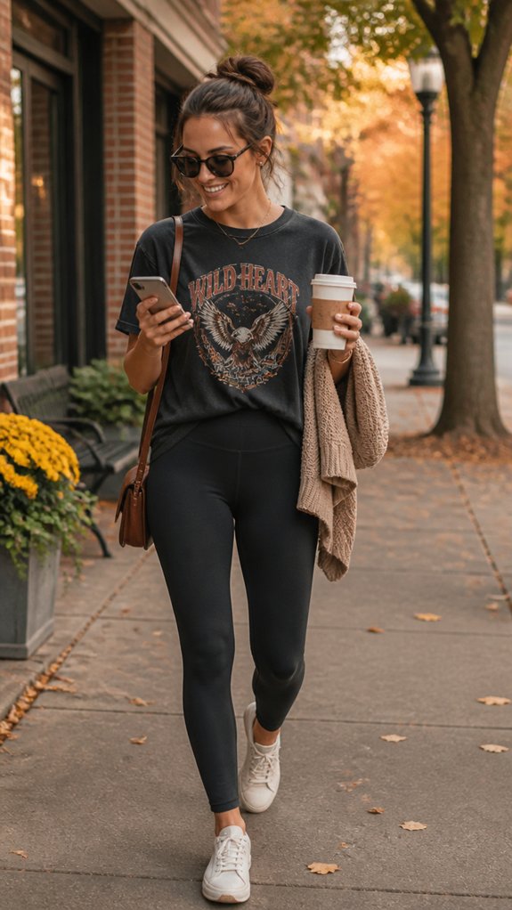 graphic tee casual leggings look