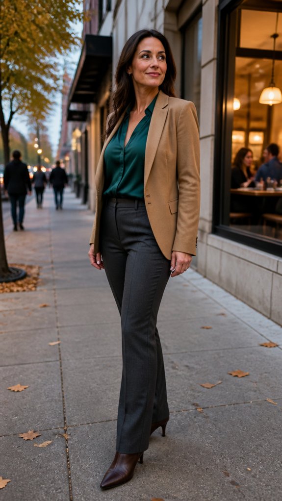 high waisted silk trousers ensemble