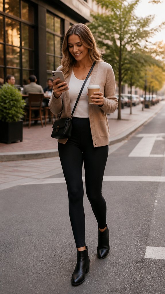 layered chic with black leggings