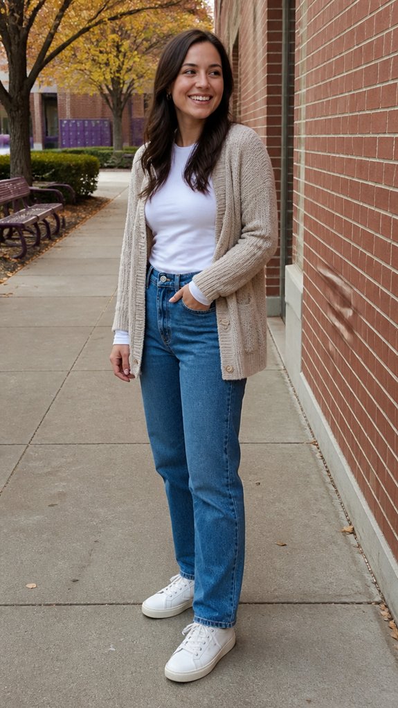 layered modest school day outfits
