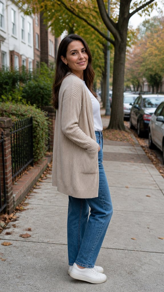 layered neutrals with cardigan