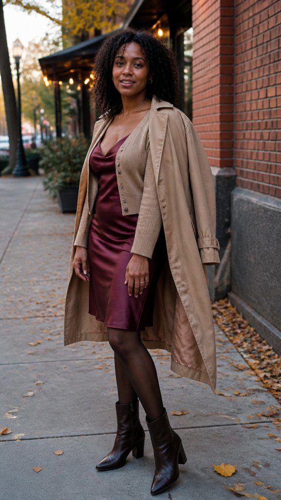layered satin slip dress ensemble