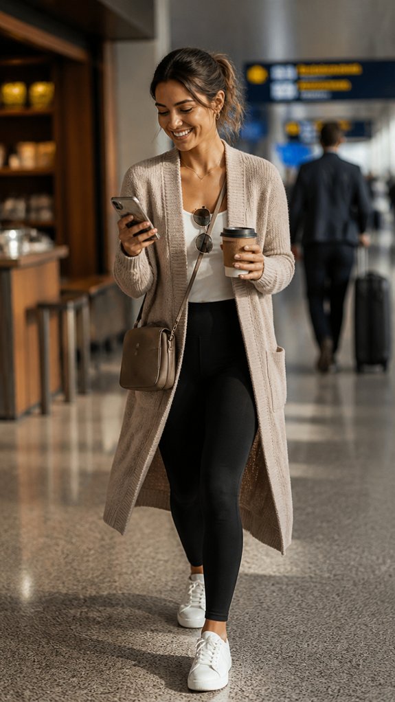 longline cardigan polished travel outfit
