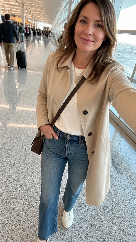 mid thigh trench raw denim edge