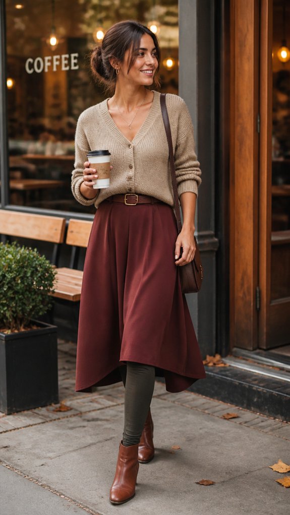 midi skirt over leggings