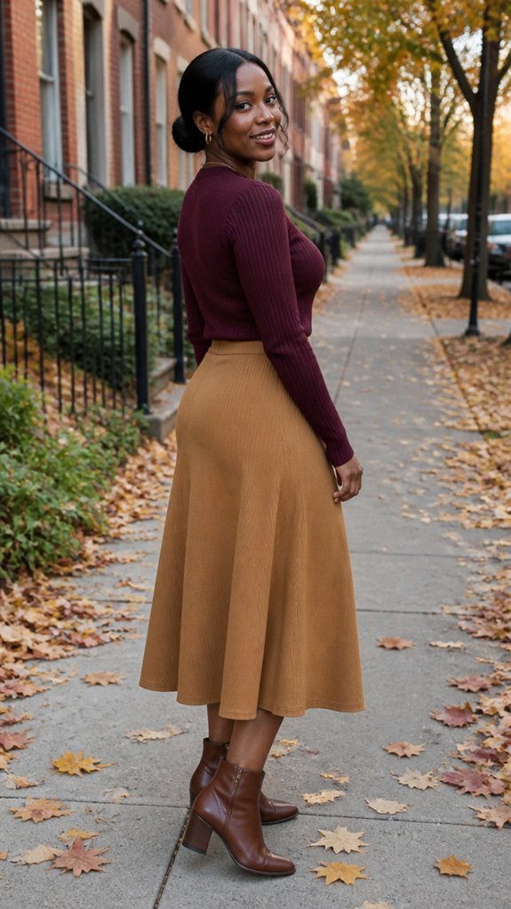 midi skirt with fitted knitwear