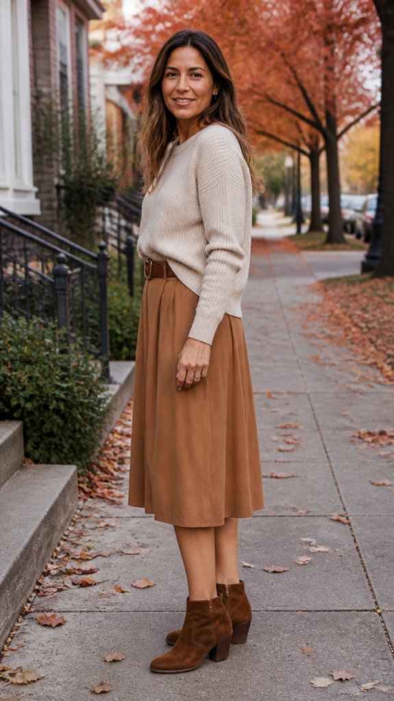 midi skirt with knit
