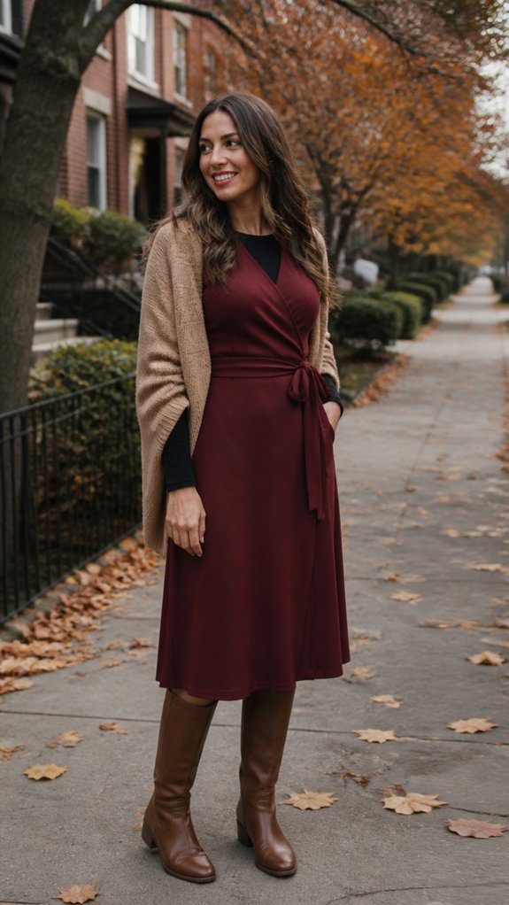 modest cozy adjustable wrap dress