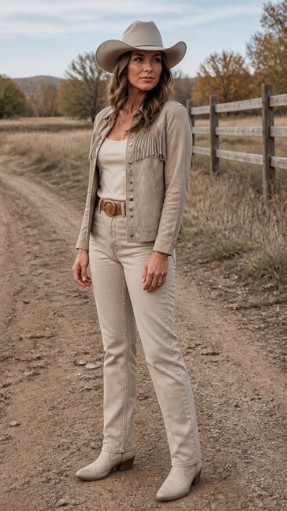 monochromatic neutral cowgirl styling