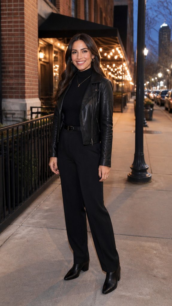 monochrome textured layered black ensemble