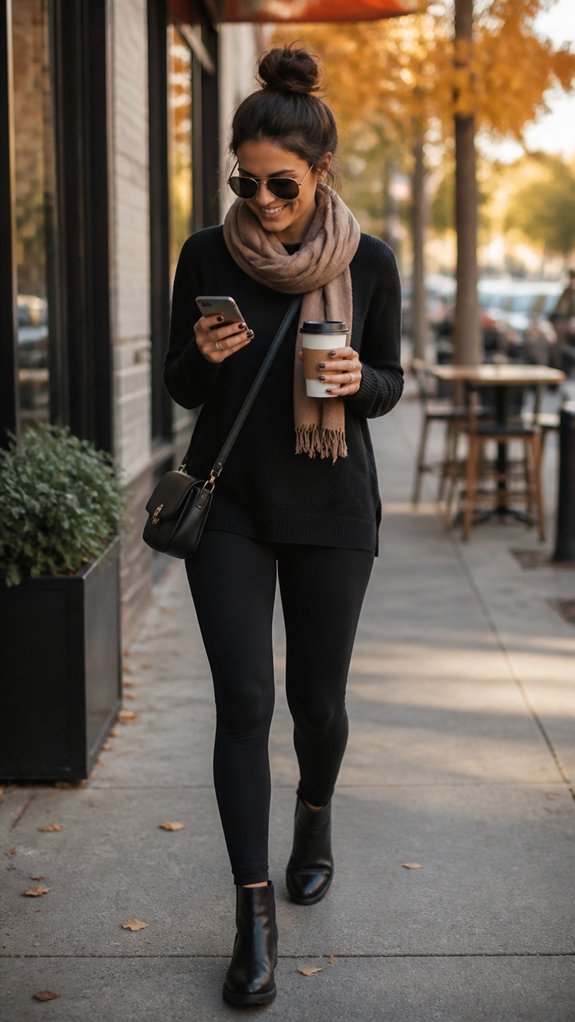 monochrome textured matching leggings