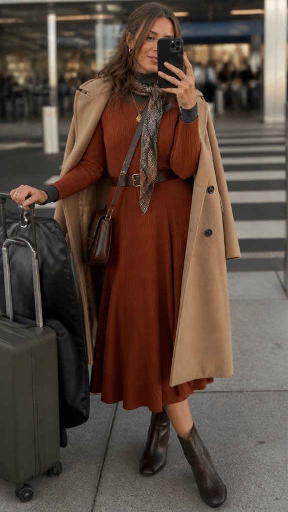 neutral midi belted cardigan