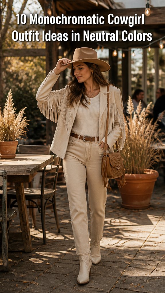 10 Monochromatic Cowgirl Outfit Ideas in Neutral Colors
